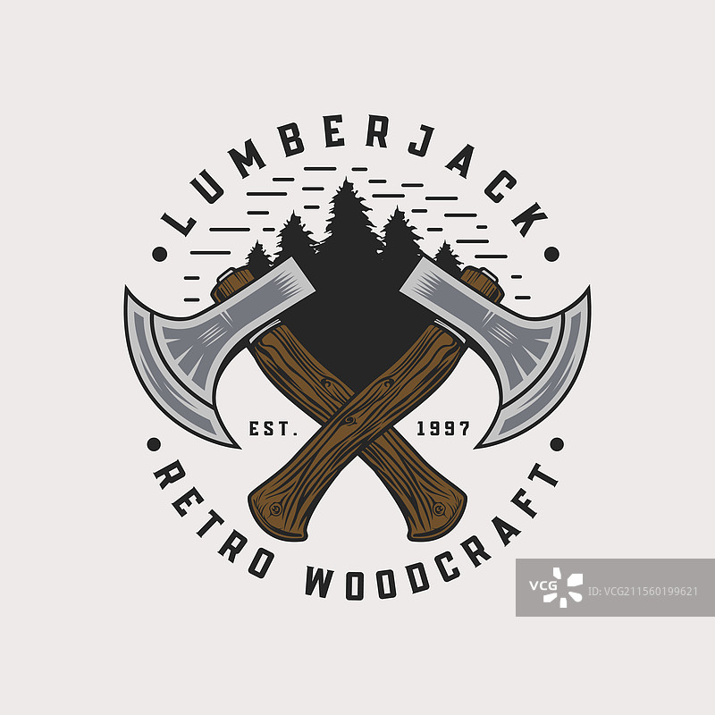 复古徽章伐木工复古标志设计图片素材