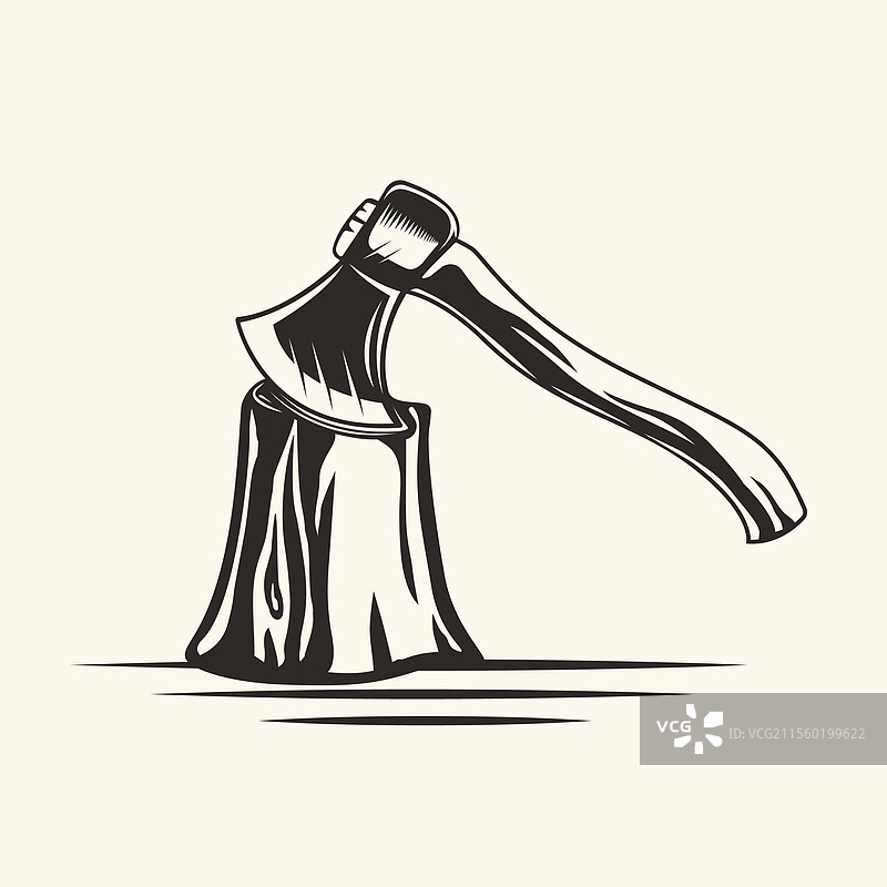 伐木工的树桩与斧头，适用于斧头工人的标志设计图片素材