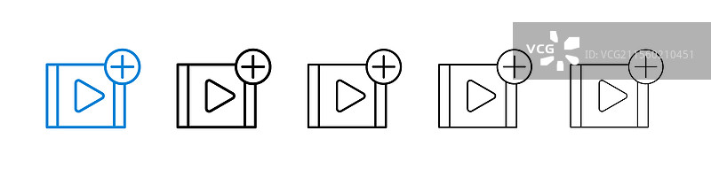 添加五种不同线条粗细的视频图标图片素材