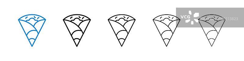 五种不同线条粗细的可丽饼图标图片素材