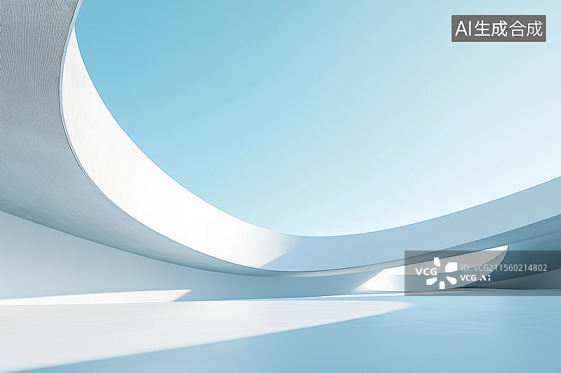 【AI数字艺术】抽象曲线建筑广场背景图片素材