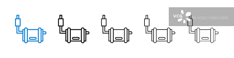 五种不同线条粗细的排气管图标图片素材