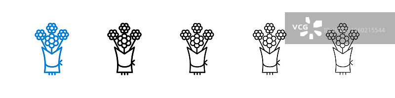 五种不同线条的花束图标图片素材
