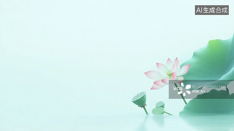 【AI数字艺术】简约荷花与荷叶背景图片素材