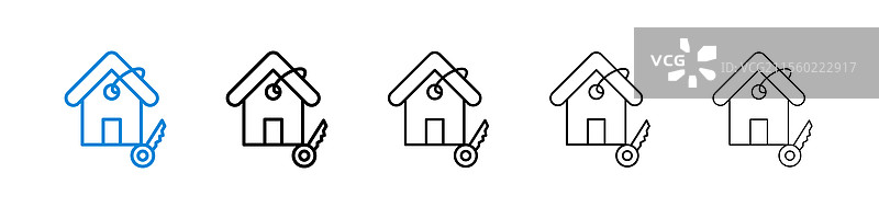 五种不同的房屋出售或出租图标图片素材