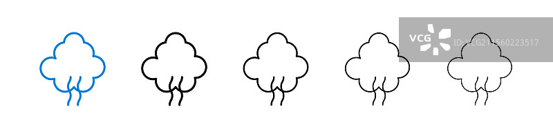 五种不同线条粗细的烟雾图标图片素材