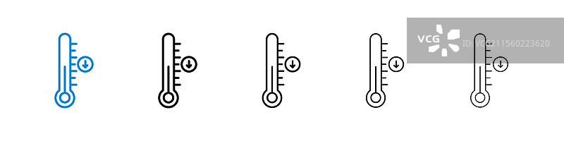 五种不同线条的低温图标图片素材