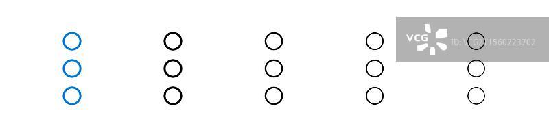 五种不同线条粗细的菜单点图标图片素材