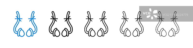 输精管切除术图标，五种不同线条粗细图片素材