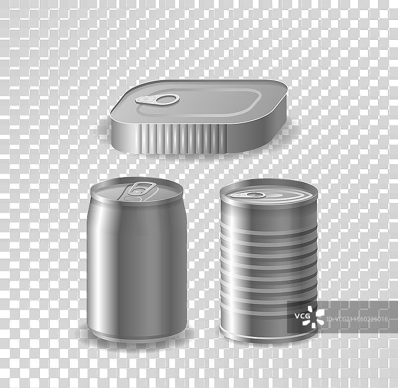 一组三个矩形金属容器图片素材