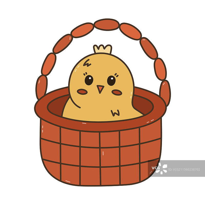 可爱的卡通涂鸦复活节小鸡角色图片素材