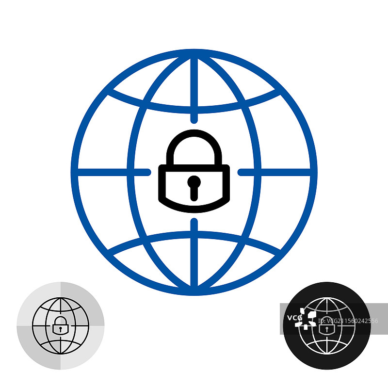带锁的地球图标图片素材
