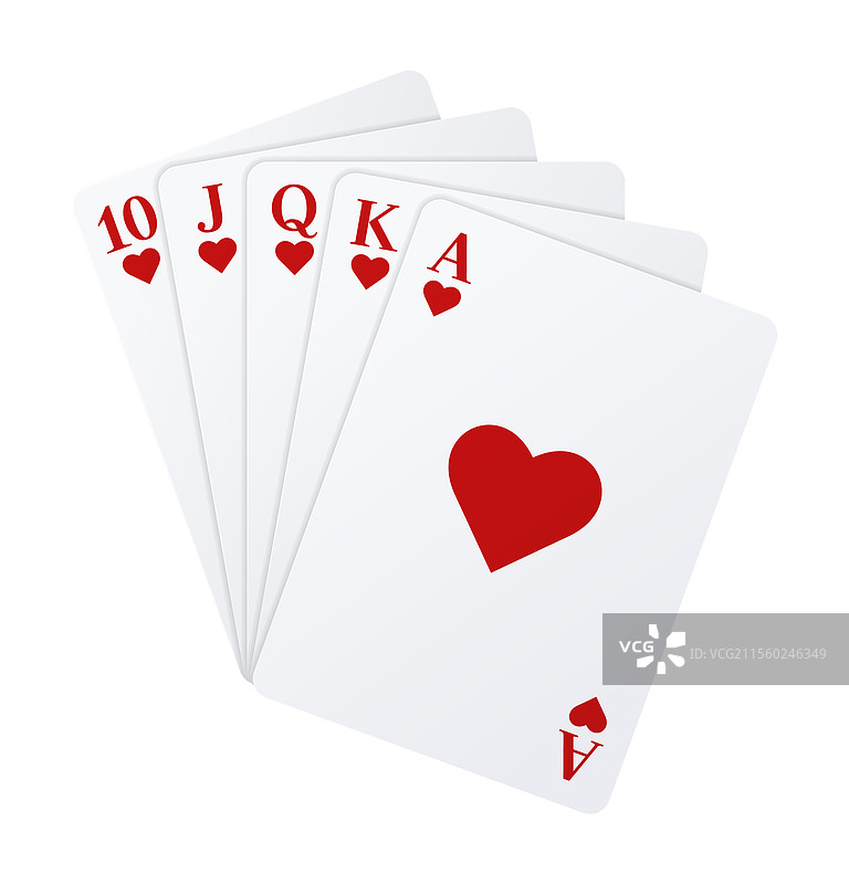 红心皇家同花顺扑克牌图片素材
