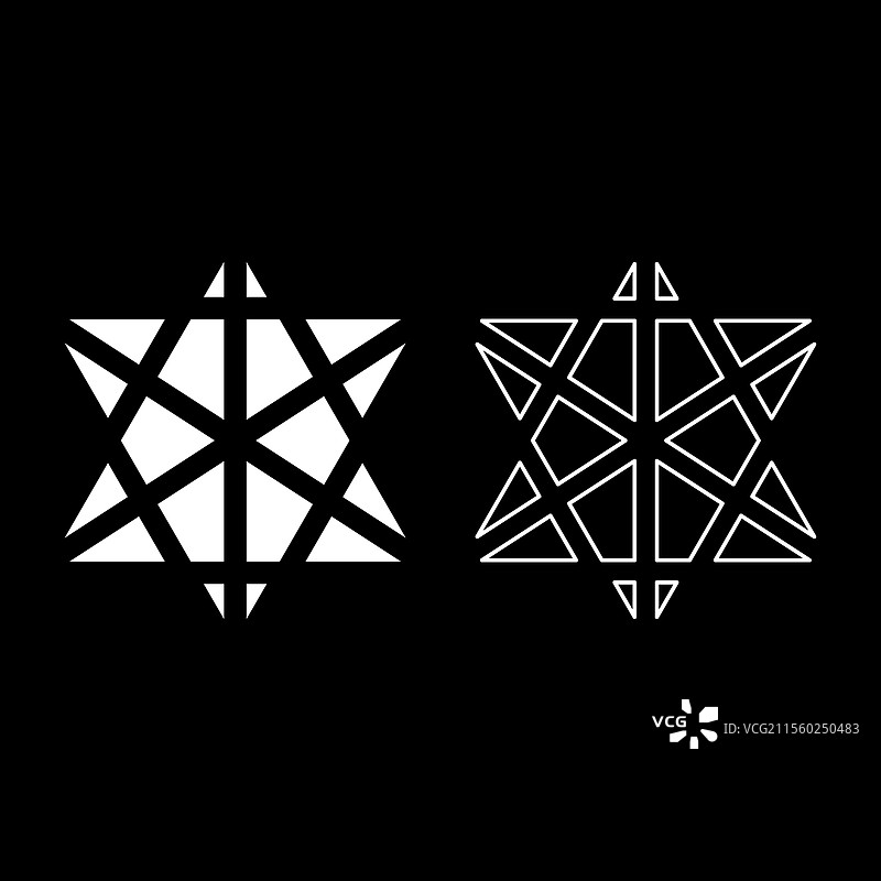 梅塔特隆立方体神圣几何图形图标（白色）图片素材