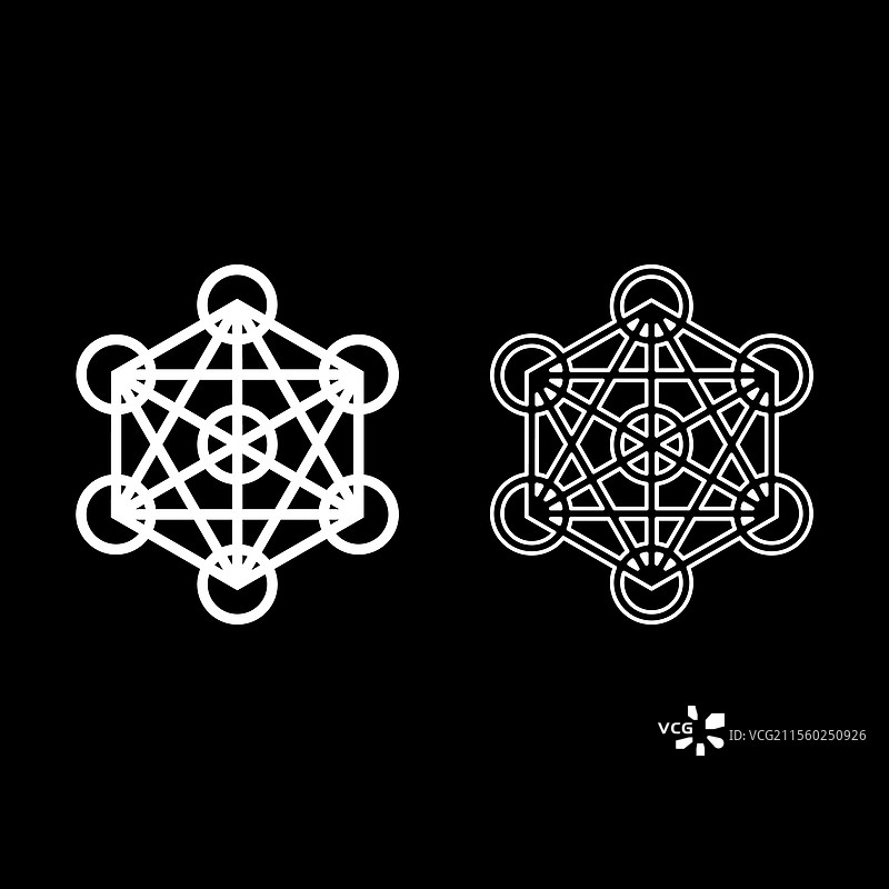 梅塔特隆立方体神圣几何图形图标白色图片素材