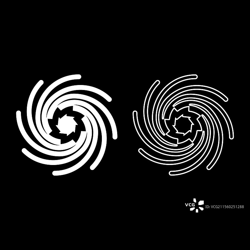 金色螺旋神圣几何符号图标集白色图片素材