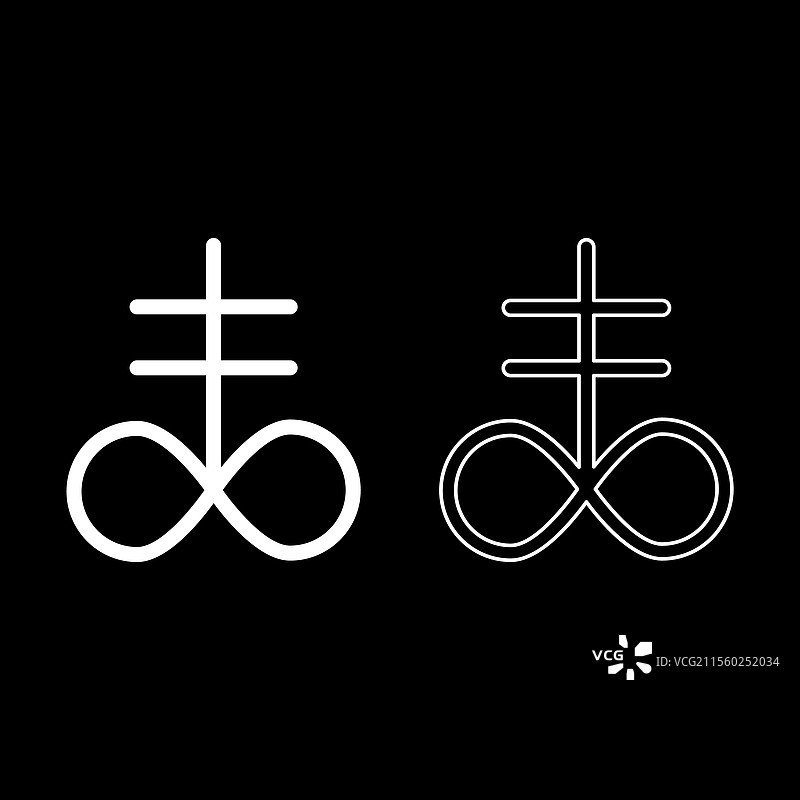 撒旦十字架，神秘撒旦主义符号图标集图片素材