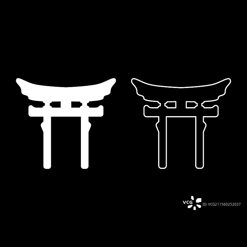 神道的鸟居门符号，日本拱门，亚洲风格图片素材