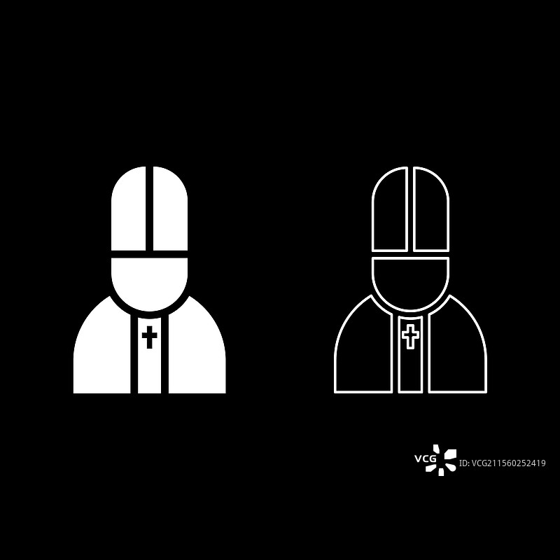 教皇天主教男子教堂主教图标白色图片素材