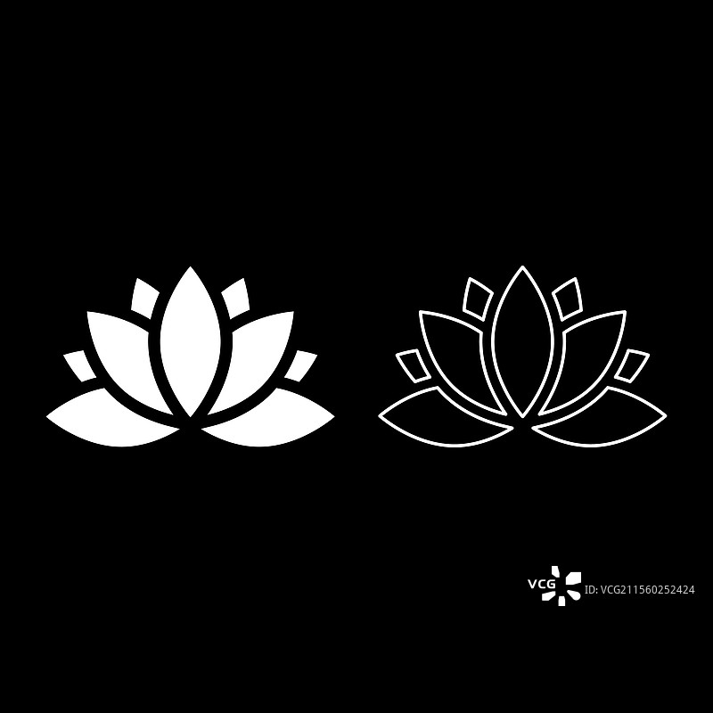 白色莲花水生植物图标套装图片素材