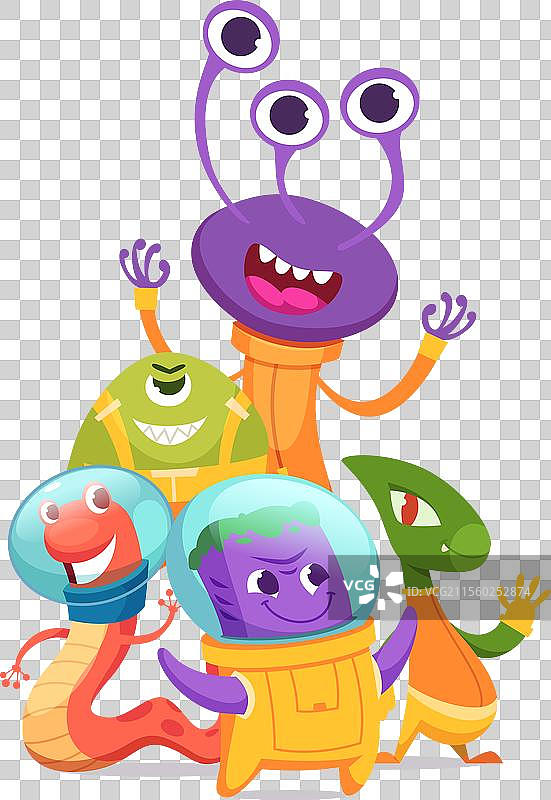 搞笑的怪物卡通外星人和生物图片素材