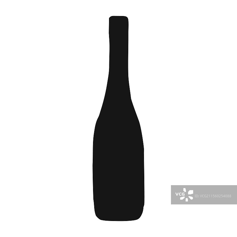 黑色轮廓的玻璃酒瓶孤立在上面图片素材