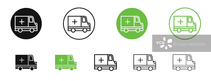 黑色和绿色的救护车图标图片素材