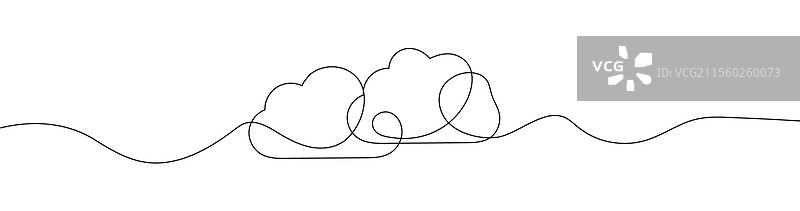 优雅的连续线条云朵绘画图片素材
