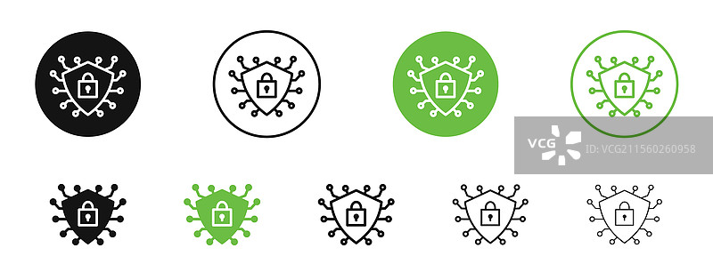 黑色和绿色的网络安全图标图片素材