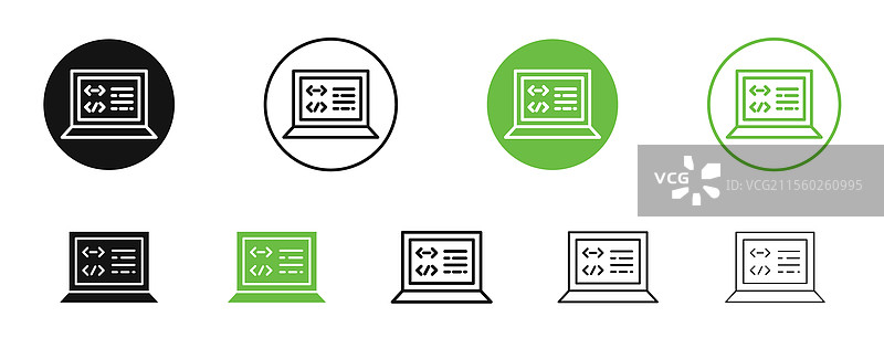 以黑色和绿色显示代码图标图片素材