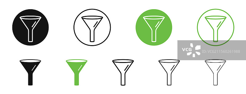 黑色和绿色滤镜图标集合图片素材