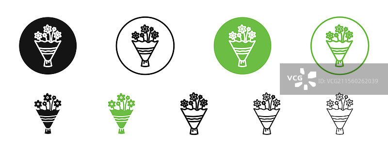 黑色和绿色花束图标图片素材