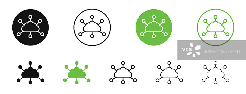 黑色和绿色的网络云图标图片素材