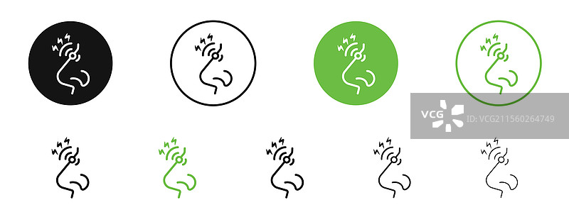 黑色和绿色的鼻痛图标图片素材