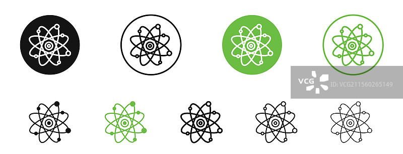 黑色和绿色物理图标集合图片素材