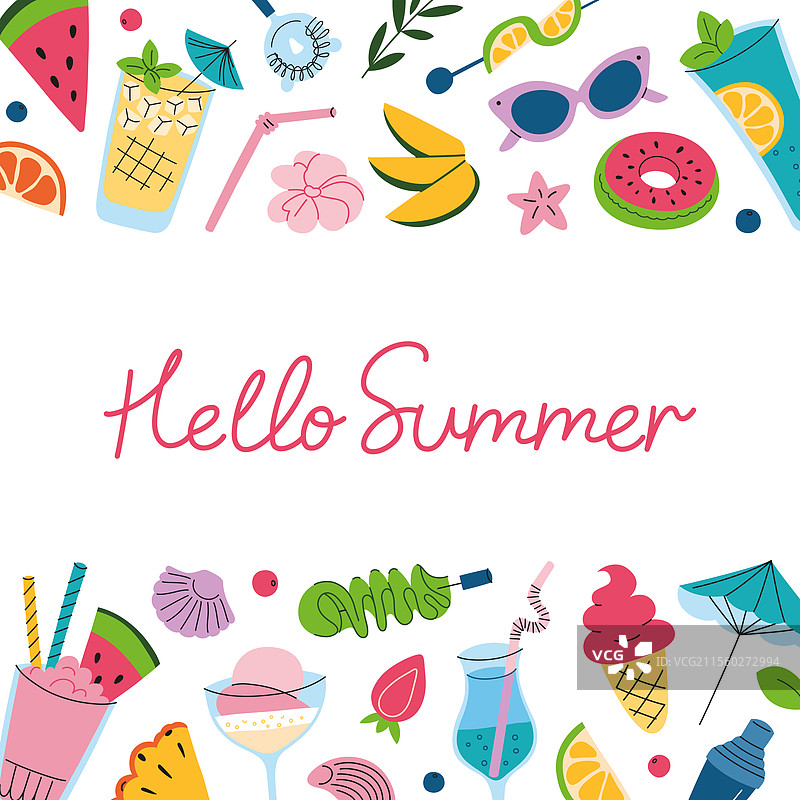 夏日问候卡片与图片素材