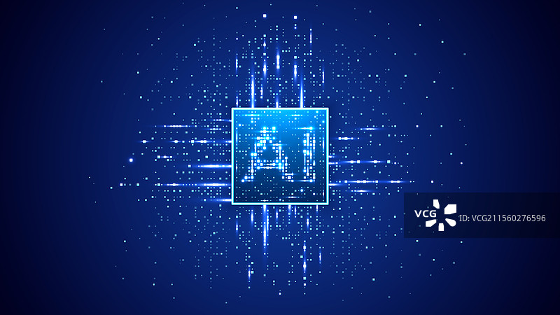 发光像素元素的人工智能芯片图片素材