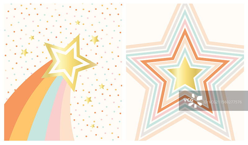 金色星星与流星插画图案图片素材