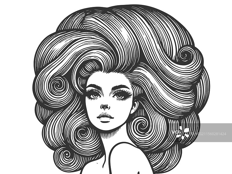 头发夸张丰盈的女性图片素材