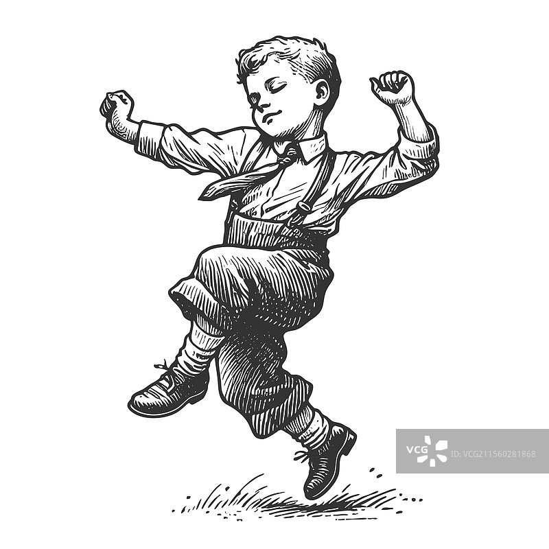 快乐跳舞的男孩雕刻图片素材