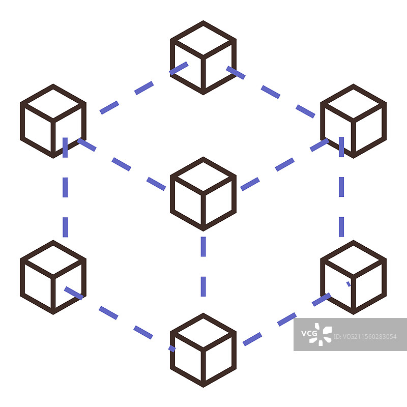 六个相连的互联区块链网络图片素材