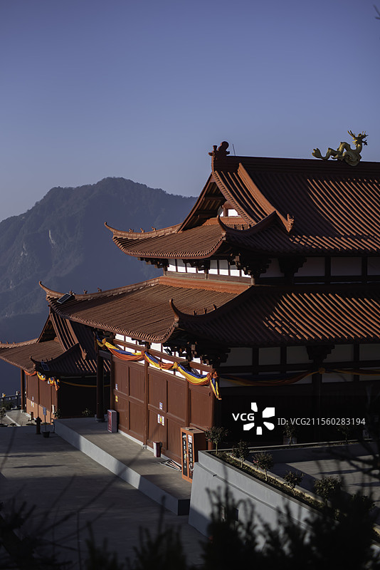 北川陈家坝老母顶黎山寺沿途及山顶寺庙风光图片素材