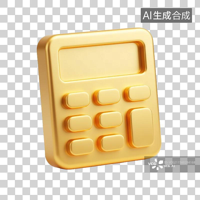 【AI数字艺术】3D金色计算器图标图片素材