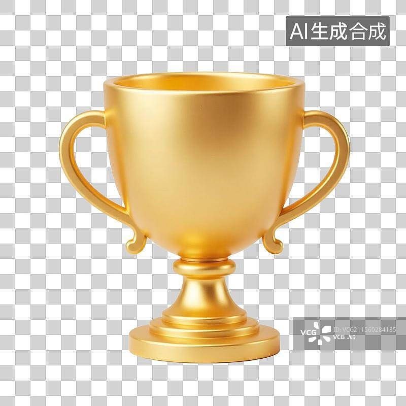 【AI数字艺术】3D金色奖杯图标图片素材