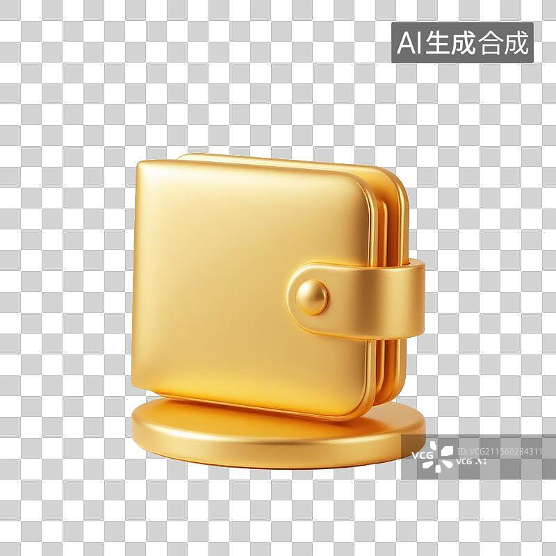 【AI数字艺术】3D金色钱包图标图片素材