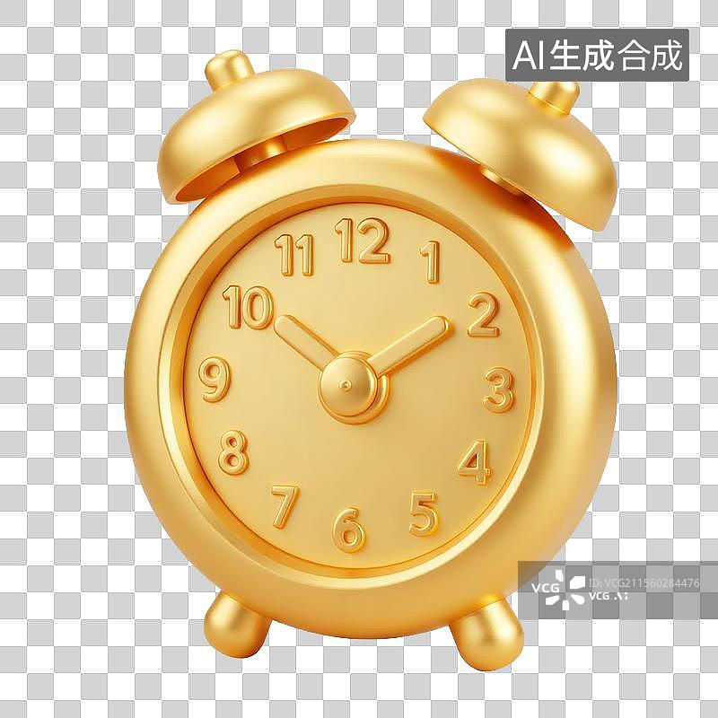 【AI数字艺术】3D金色时钟图标图片素材