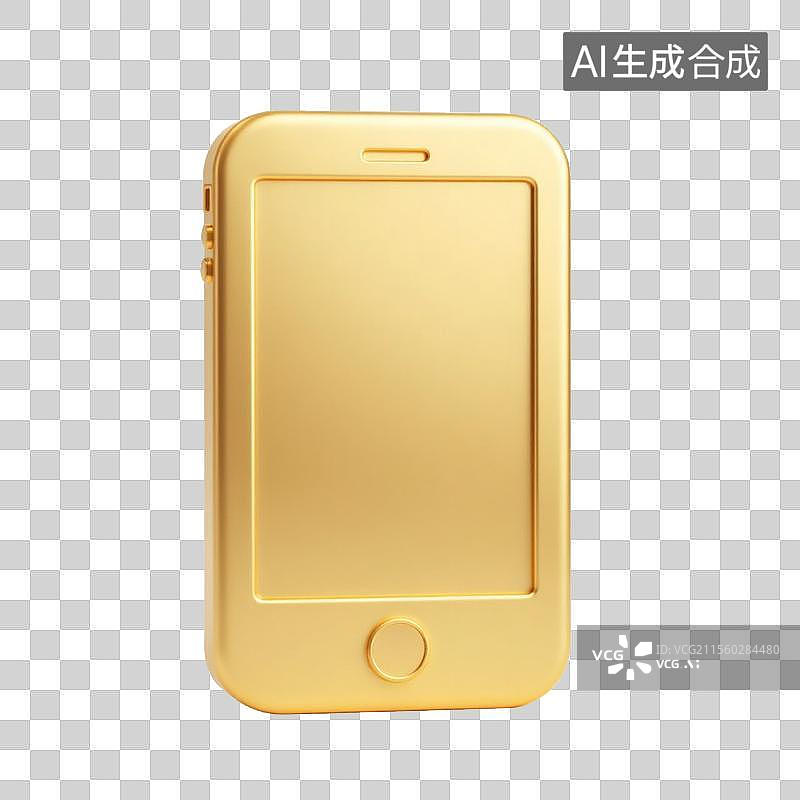 【AI数字艺术】3D金色手机图标图片素材