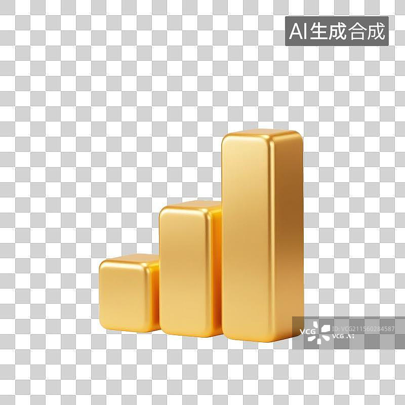 【AI数字艺术】3D金色柱状图标图片素材