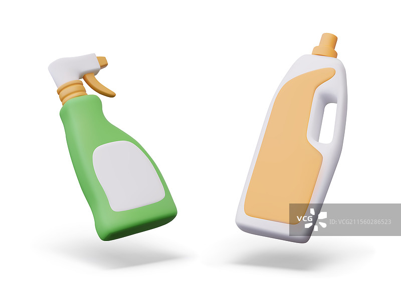 带手柄的塑料喷雾瓶套装图片素材