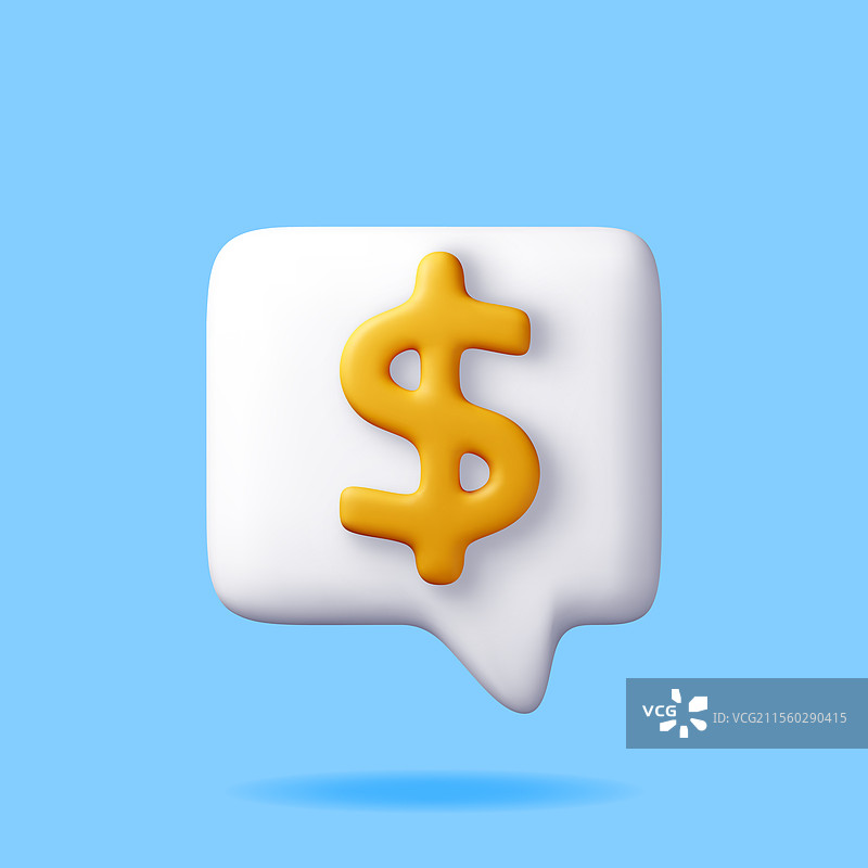 带有美元符号图标的3D对话气泡图片素材